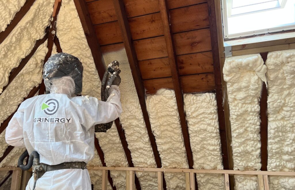 Open cell spray foam insulation project by Grinergy in Hampshire